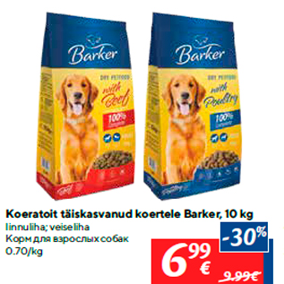 Allahindlus - Koeratoit täiskasvanud koertele Barker, 10 kg