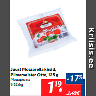 Allahindlus - Juust Mozzarella kirsid, Piimameister Otto, 125 g