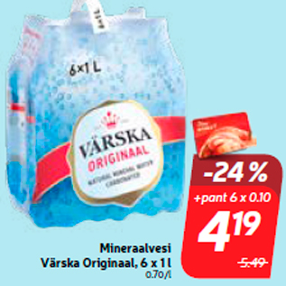 Allahindlus - Mineraalvesi Värska Originaal, 6 x 1 l