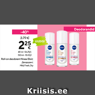 Allahindlus - Roll-on deodorant Nivea Elixir