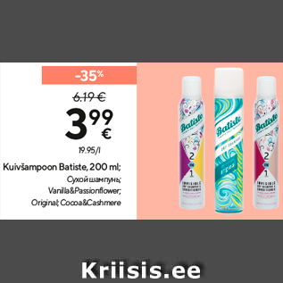 Allahindlus - Kuivšampoon Batiste, 200 ml