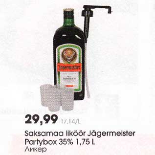 Allahindlus - Saksamaa liköör Jägermeister Partybox 35% 1,75 L