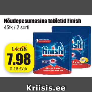 Allahindlus - Nõudepesumasina tabletid Finish