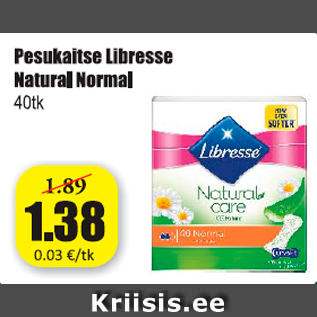 Allahindlus - Pesukaitse Libresse Natural Normal 40 tk