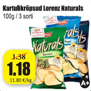 Скидка - Картофельные чипсы Lorenz Naturals