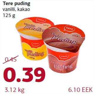 Allahindlus - Tere puding vanilli, kakao 125 g