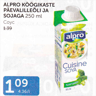 Allahindlus - ALPRO KÖÖGIKASTE PÄEVALILLEÕLI JA SOJAGA 250 ml