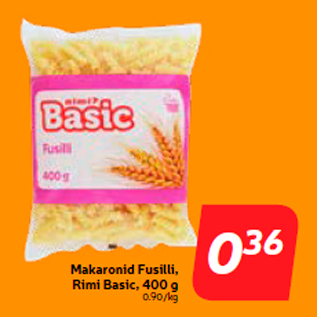 Скидка - Макароны Fusilli, Rimi Basic, 400 г