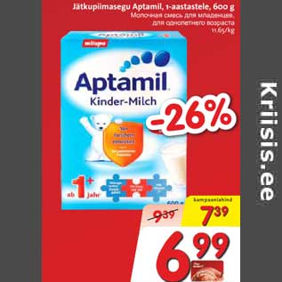 Allahindlus - Jätkupiimasegu Aptamil, 1-aastastele, 600 g