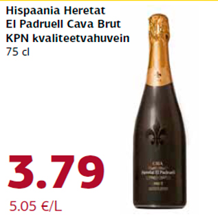 Allahindlus - Hispaania Heretat El Padruell Cava Brut KPN kvaliteetvahuvein 75 cl