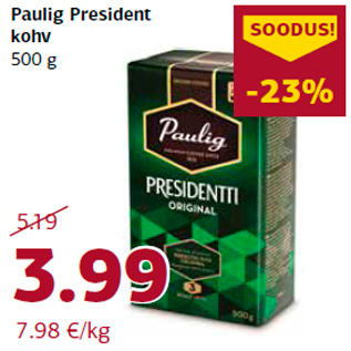 Allahindlus - Paulig President kohv 500 g