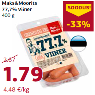 Allahindlus - Maks&Moorits 77,7% viiner 400 g