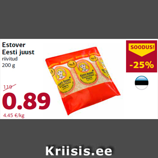 Allahindlus - Estover Eesti juust riivitud 200 g