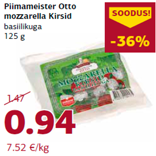 Allahindlus - Piimameister Otto mozzarella Kirsid