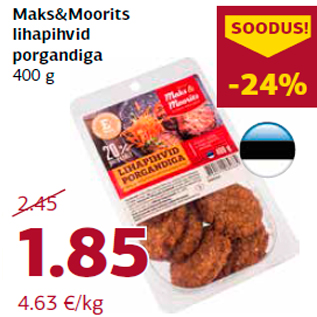 Allahindlus - Maks&Moorits lihapihvid porgandiga 400 g