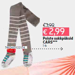 Allahindlus - Poiste sukkpüksid CARS*** 1 tk