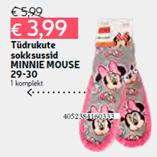 Скидка - Носки-тапочки для девочек MINI MOUSE 29-30