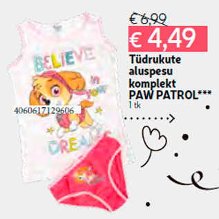 Скидка - Нижнее белье для девочек набор PAW PATROL *** 1 шт.
