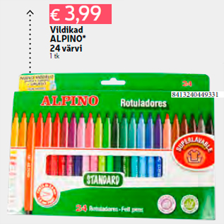 Скидка - Фломастеры ALPINO * 24 цвета 1 шт.