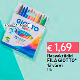Скидка - Мелки FILA GIOTTO* 12 цветов 1 шт.