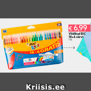 Скидка - Фломастеры BIC 18 + 6 цветов 1 шт.