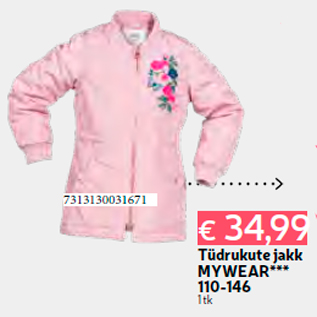 Allahindlus - Tüdrukute jakk MYWEAR*** 110-146 1 tk