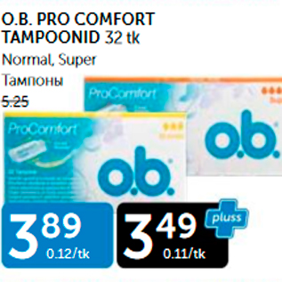 Allahindlus - O.B. PRO COMFORT TAMPOONID 32 TK