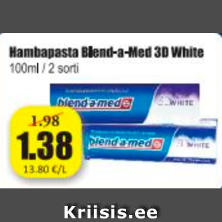 Allahindlus - Hambapasta Blend-a-Med 3D White