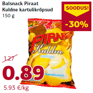 Allahindlus - Balsnack Piraat Kuldne kartulikrõpsud 150 g