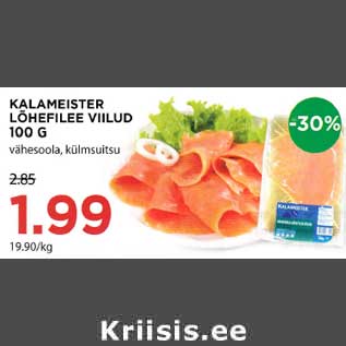 Скидка - Ломтики филе лосося KALAMEISTER 100 г