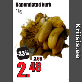 Allahindlus - Hapendatud kurk 1kg