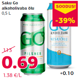 Allahindlus - Saku Go alkoholivaba õlu 0,5 L