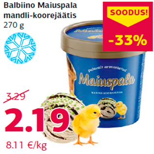 Allahindlus - Balbiino Maiuspala mandli-koorejäätis 270 g