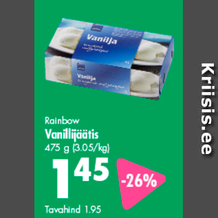 Allahindlus - Rainbow Vanillijäätis 475 g