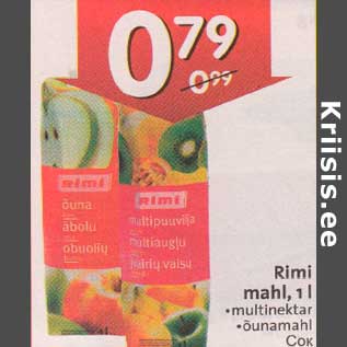 Allahindlus - Rimi mahl,1 l .multinektar .õunаmаhl