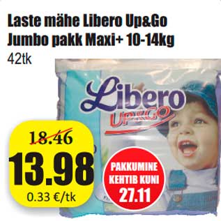 Allahindlus - Laste mähe Libero Up&Go