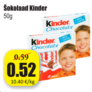 Allahindlus - Šokolaad Kinder 50 g
