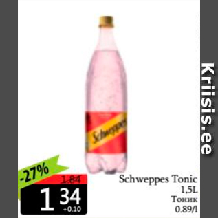 Allahindlus - Scweppes Tonic 1,5 L