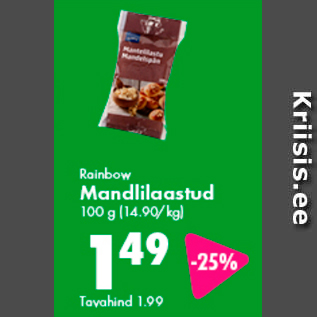 Allahindlus - Rainbow Mandlilaastud 100 g