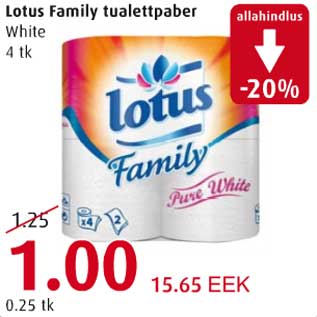 Allahindlus - Lotus Family tualettpaber