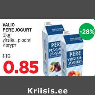 Allahindlus - VALIO PERE JOGURT 1kg virsiku, ploomi