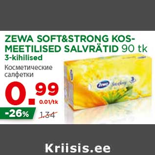 Allahindlus - ZEWA SOFT&STRONG KOSMEETILISED SALVRÄTID 90 tk