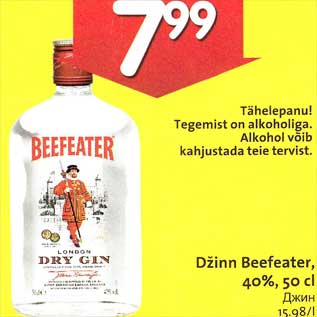 Allahindlus - Džinn Beefeater, 40%, 50 cl