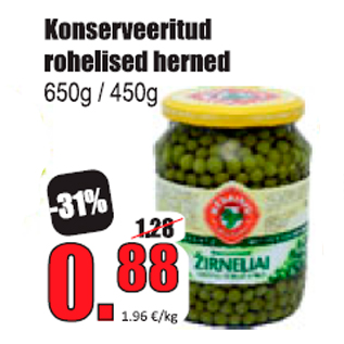 Allahindlus - Konserveeritud rohelised herned