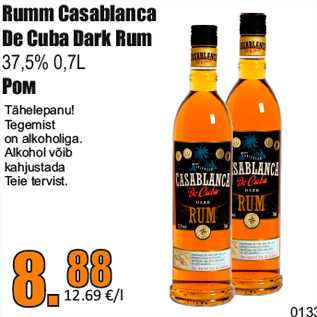 Allahindlus - Rumm Casablanca De Cuba Dark Rum