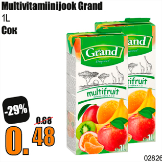 Allahindlus - Multivitamiinijook Grand 1L