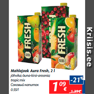 Allahindlus - Mahlajook Aura Fresh, 2 l