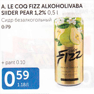 Allahindlus - A.LE COQ FIZZ ALKOHOOLIVABA SIIDER PEAR