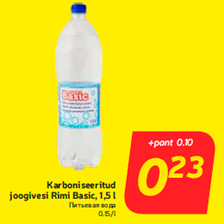 Allahindlus - Karboniseeritud joogivesi Rimi Basic, 1,5 l