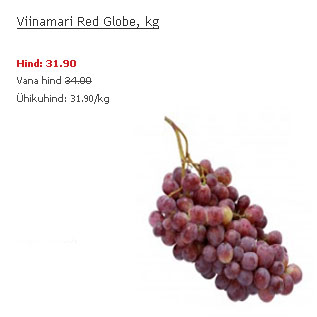 Allahindlus - Viinamari Red Globe